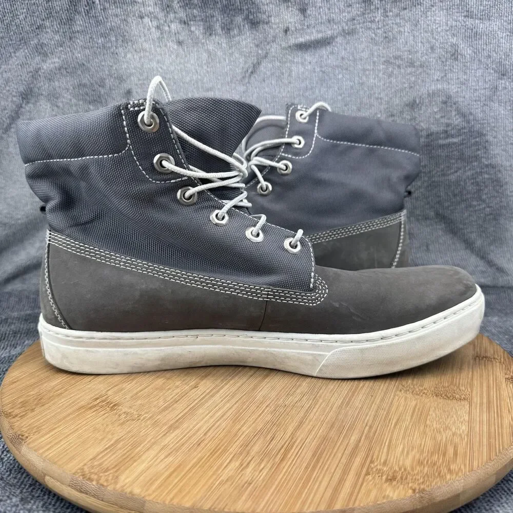 Timberland Chukka Boots Mens Size 10.5 Gray Leather Canvas Lace Up High Top